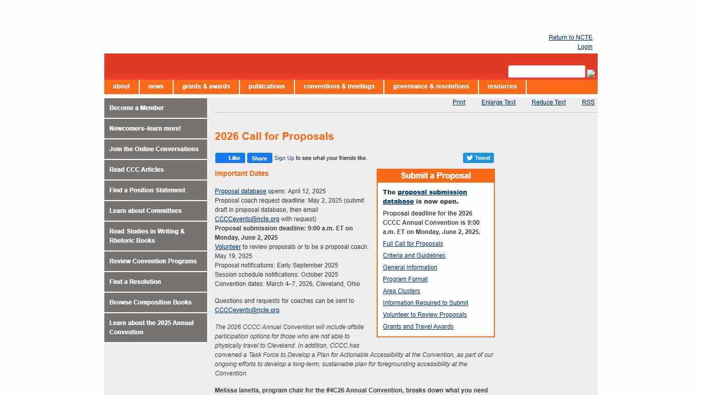 2026 Call for Proposals - Conference on College Composition and Communication